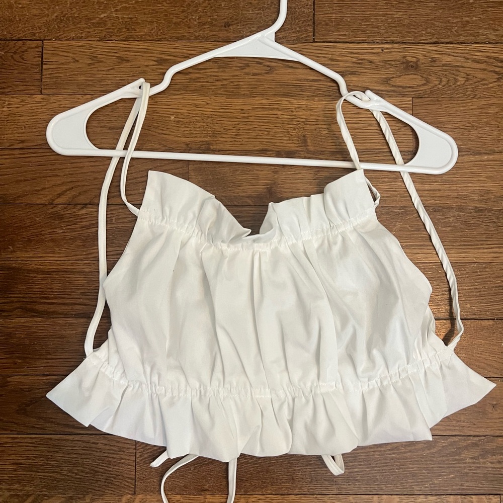 Backless White Ruffle Top - Picture 5 of 5